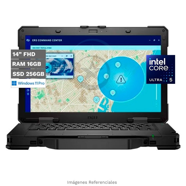 Laptop Dell Pro Rugged 14 con IA, Core Ultra 5 125U Hasta 4.3 GHz, RAM 16 GB, SSD 256GB, LED 14" Full HD, Windows 11 Pro (Robustecida)
