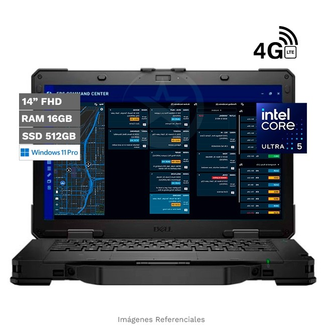 Laptop Dell Pro Rugged 14 con IA, Core Ultra 5 125U Hasta 4.3 GHz, RAM 16 GB, SSD 512GB, LED 14" Full HD, 4G LTE, Windows 11 Pro (Robustecida)