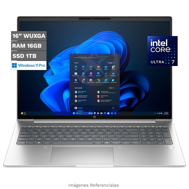 Laptop HP ProBook 4 AI G1i (16''), Core Ultra 7 255U Hasta 5.2 GHz, RAM 16GB, SSD 1TB, 16" WUXGA, Windows 11 Pro