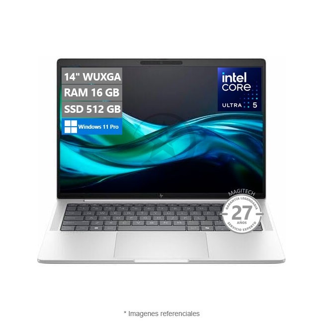 Laptop HP EliteBook 1040 G11, Ultra 5 125H Hasta 4.5 GHz, RAM 16GB, SSD 512GB, LED 14" WUXGA, Peso 1,2Kg, Windows 11 Pro