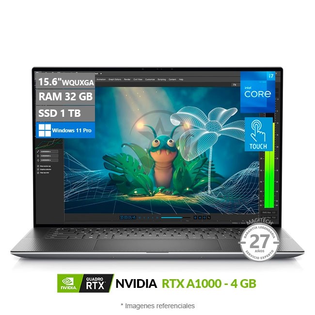 Laptop Workstation Dell Precision 5570, Intel Core i7-12800H Hasta 4.8 GHz, RAM 32GB, SSD 1TB, 4GB NVIDIA RTX A1000, LED 15.6'' UHD+, Touchscreen, W11P