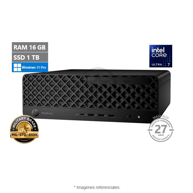 PC HP ProDesk 4 SFF G1i, Core Ultra 7-265 Hasta 5.0 GHz, RAM 16GB, SSD 1TB, Wi-Fi 6, Windows 11 Pro