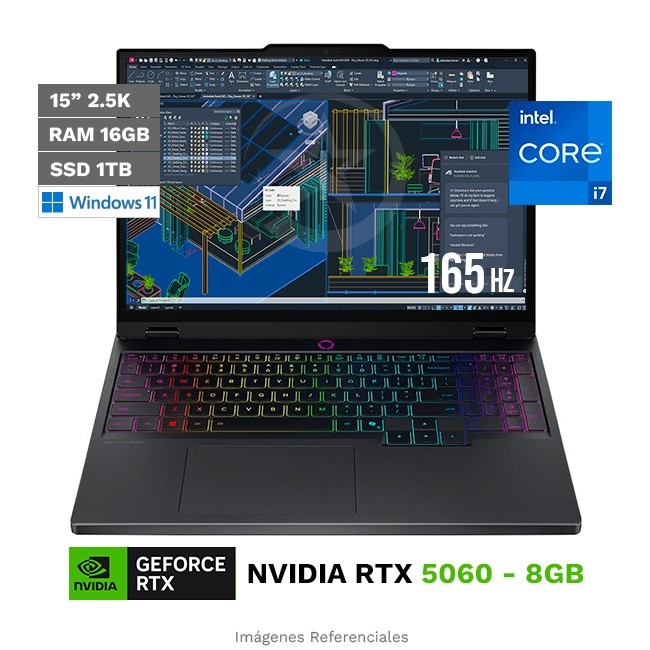 Laptop Lenovo Legion 5 15IRX10, Intel Core i7-14700HX Hasta 5.5 GHz, RAM 16 GB, SSD 512GB, 8GB NVIDIA GeForce RTX 5060, OLED 15.1'' WQXGA a 165Hz, Windows 11 Home **