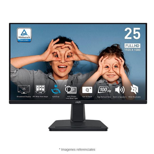 Monitor MSI Pro MP251 E2 Profesional, LED IPS de 24.5'' Full HD?, 120Hz, 1ms, Cuidado Ocular TÜV, Anti-Flicker, VESA, HDMI, VGA, DP, Altavoces integrados