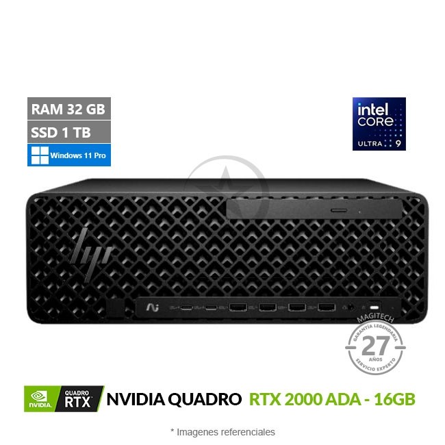 PC WorkStation HP Z2 SFF G1i, Intel Core Ultra 9 285K Hasta 5,7 GHz, RAM 32GB, SSD 1TB, 16GB NVIDIA RTX 2000 ADA, Wi-Fi 7, Windows 11 Pro