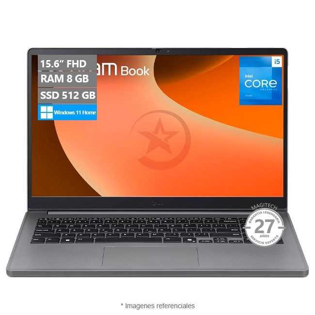 Laptop LG Gram Book, Intel Core i5-1334U Hasta 4.6 GHz, RAM 8GB, SSD 512GB, Pantalla LED 15.6" FHD, 1,68 Kg, Windows 11 Home