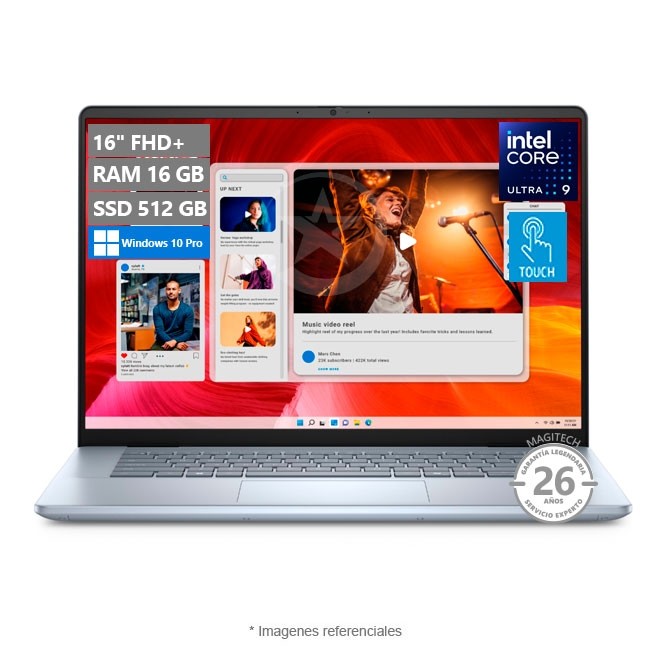 Laptop Dell Inspiron 16 Plus 7640, Core Ultra 9-185H Hasta 5.1 GHz, RAM 16GB, SSD 512GB, LED 16" WQXGA 2K Touchscreen, Windows 11 Home