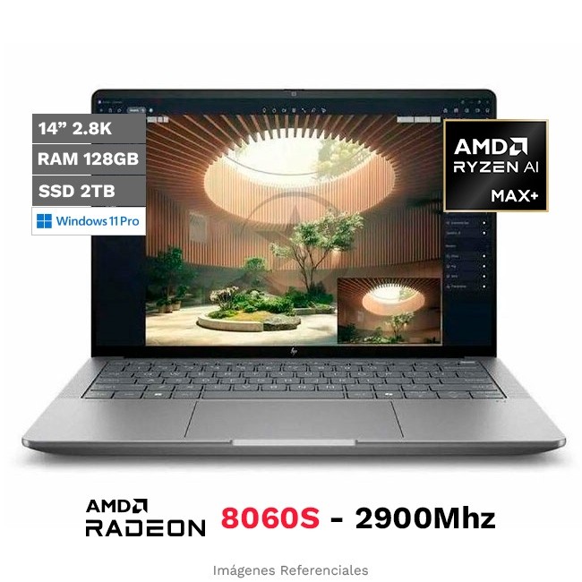 Laptop Workstation HP ZBook Ultra G1a Mobile, AMD Ryzen AI MAX+ PRO 390 Hasta 5.0 GHz, RAM 128GB, SSD 2TB, LED 14" 2.8K OLED DCI-P3 100%, Windows 11 Pro