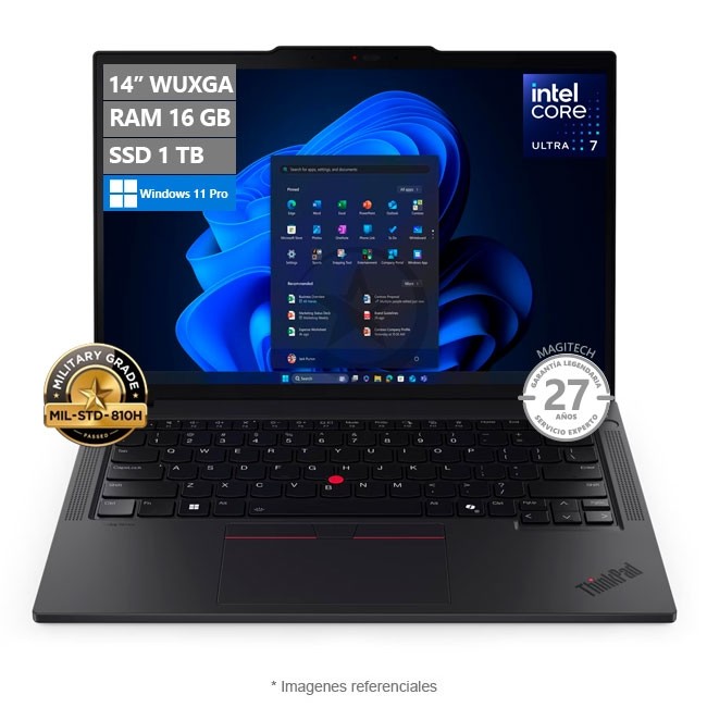 Laptop Lenovo ThinkPad T14 Gen 6, Ultra 7 255U Hasta 5.2GHz, RAM 16GB, SSD 1TB, LED 14" WUXGA, Windows 11 Pro