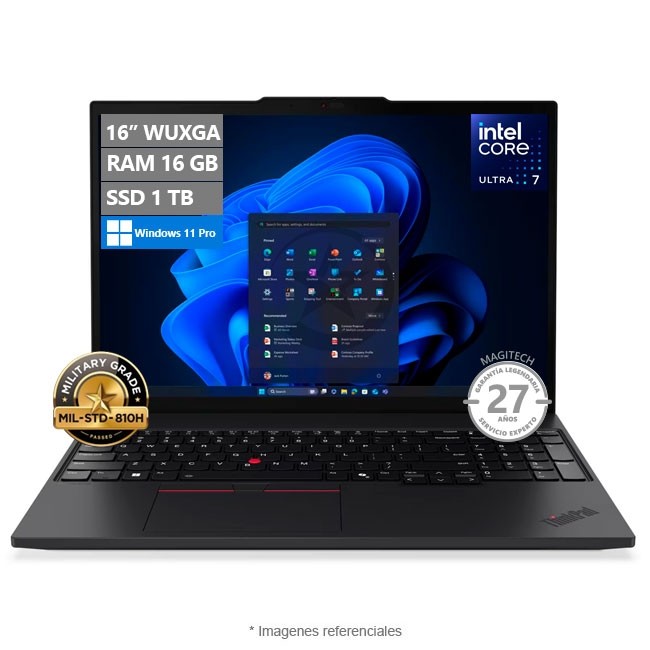 Laptop Lenovo ThinkPad T16 Gen 4, Ultra 7 255U Hasta 5.2GHz, RAM 16GB, SSD 1TB, LED 16" WUXGA, Windows 11 Pro
