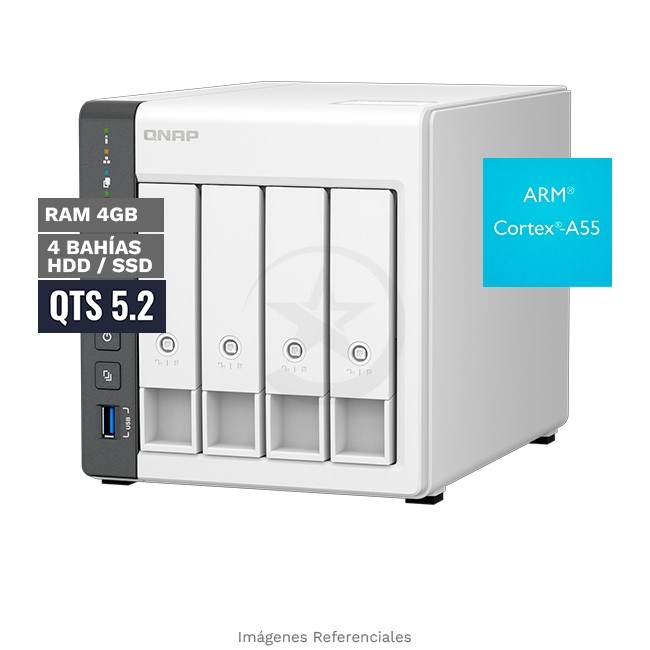 Servidor NAS QNAP TS-433-4G, ARM Cortex-A55 Quad-Core 2.0 GHz, 4GB RAM, 4 Bahías 3.5" SATA, LAN 2.5GbE RJ-45 + LAN 1GbE RJ-45
