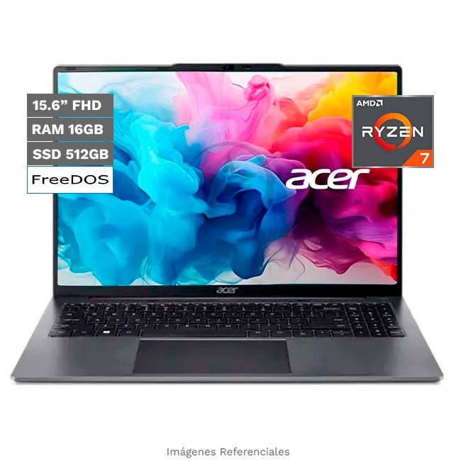 Laptop Acer Aspire Lite (AL15-41P), AMD Ryzen 7-5700U Hasta 4.3GHz, RAM 16GB, SSD 512GB, LED 15.6" Full HD, FreeDOS