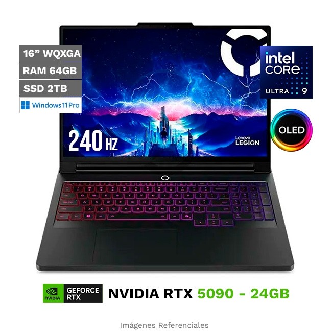 Laptop Lenovo Legion Pro 7i 16IAX10H, Intel Core Ultra 9 275HX, RAM 64GB, SSD 2TB, 24GB NVIDIA GeForce RTX 5090, OLED 16" WQXGA a 240Hz, Windows 11 Pro **