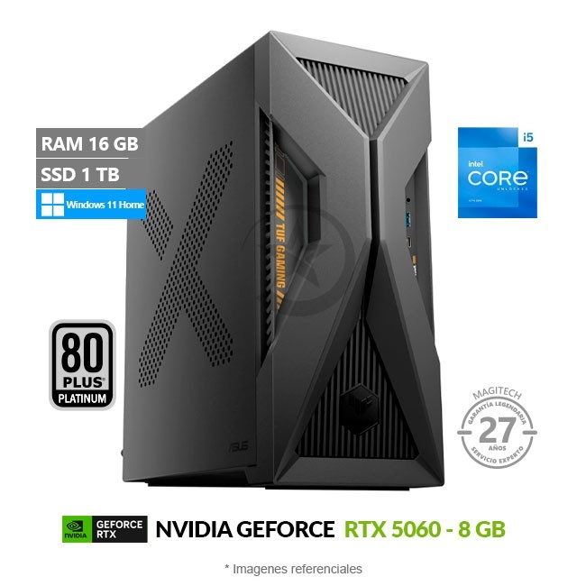 PC ASUS TUF T500 Gaming, Intel Core i5-13420H Hasta 4.6 GHz, RAM 16GB, SSD 1TB, Video 8GB NVIDIA RTX 5060, Windows 11 Home