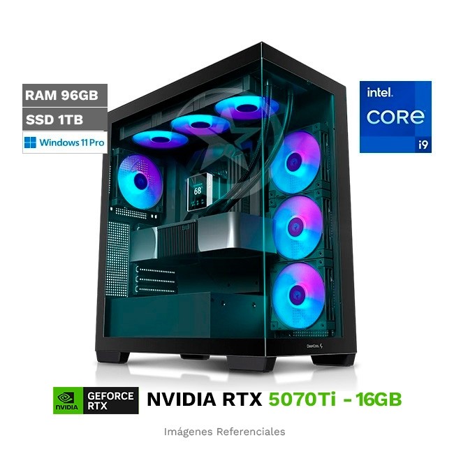 PC Magicstation Dynamics, Intel Core i9-14900KF Hasta 6.0 GHz, RAM 96 GB, MB Z790, SSD 1TB, 16GB NVIDIA GeForce RTX 5070Ti, Water Cooling, Wi-Fi 6E, Windows 11 Pro