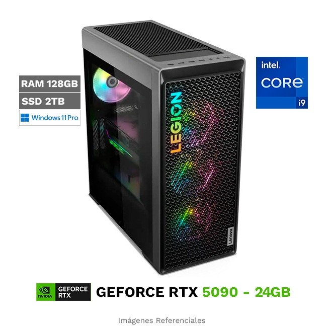 PC Lenovo Legion Tower T7 34IRZ8 Gaming, Core i9-13900KF Hasta 5.8 GHz, RAM 128GB, SSD 2TB, 32GB NVIDIA GeForce RTX 5090, Fuente 1200W, Windows 11 Pro (Power Bundle)