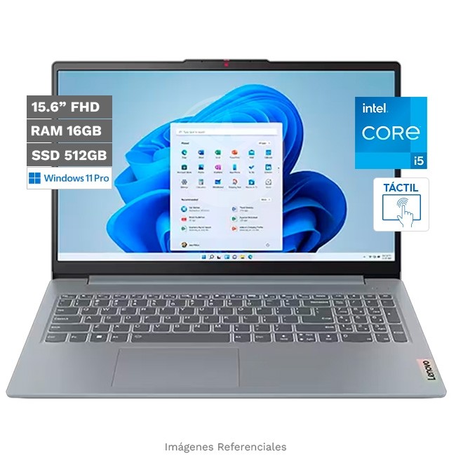 Laptop Lenovo IdeaPad 3 Slim (15) Touch, Intel Core i5-12450H Hasta 4.4 GHz, RAM 16GB, SSD 512GB, LED 15.6" Full HD Táctil, Windows 11 Pro