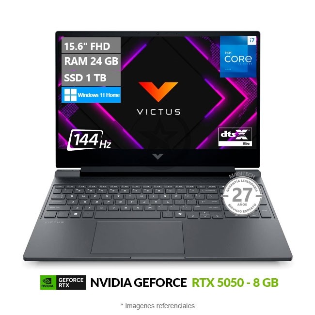 Laptop HP Victus 15-FA2029LA Gaming, Intel Core i7-13620H Hasta 4.9 GHz, RAM 24GB, SSD 1TB, 8GB NVIDIA GeForce RTX 5050, LED 15.6" FHD a 144Hz, Windows 11 Home **