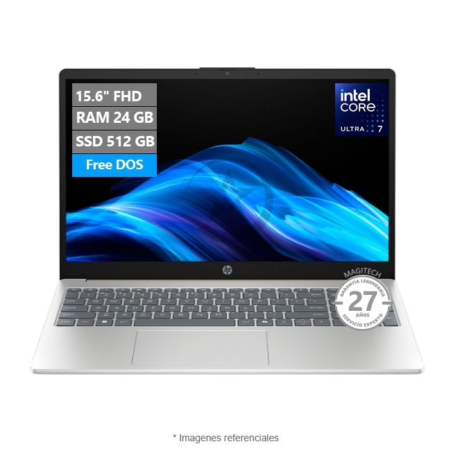 Laptop HP 15-FD2378LA, Intel Core Ultra 7-255U Hasta 5.2 GHz, 24GB, SSD 512GB, 15.6" Full HD, Free DOS