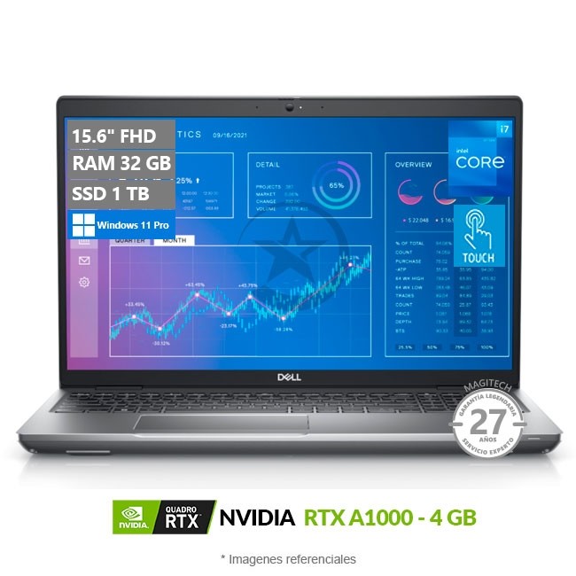 Laptop Dell Workstation Precision 3571, Intel Core i7-12800H 2.3GHz, RAM 32GB, SSD 1TB, 4GB NVIDIA RTX A1000, LED 15.6" Full HD, Touch, 100% sRGB, Windows 11 Pro