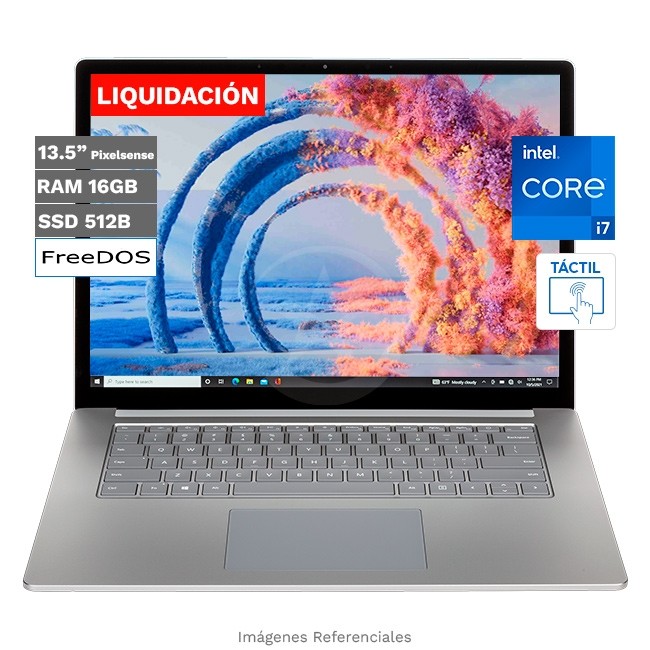 Laptop Microsoft Surface Laptop 4, Core i7-1185G7 Hasta 4.8 GHz, RAM 16GB, SSD 512GB, 13.5" PixelSense Táctil, Wi-Fi, Peso 1,29 kg