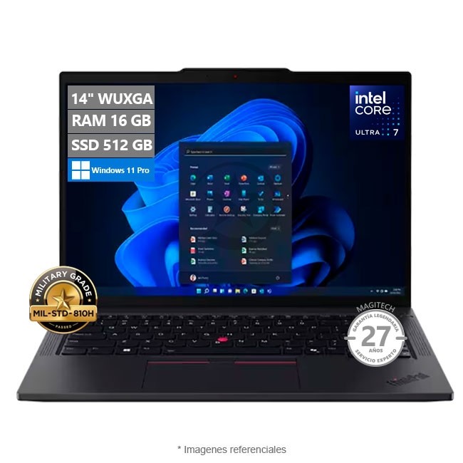 Laptop Lenovo ThinkPad T14 Gen 5, Ultra 7 155U Hasta 4.8GHz, RAM 16GB, SSD 512GB, LED 14" WUXGA, Windows 11 Pro