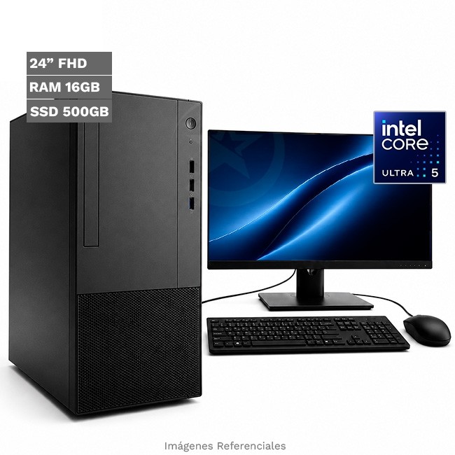PC MAGIC Ai Prime, Intel Core Ultra 5 225 Hasta 4.9 GHz, RAM 16GB, SSD 500 GB, Monitor LED 23.8'' FHD a 100 Hz, Wi-Fi, Teclado y mouse