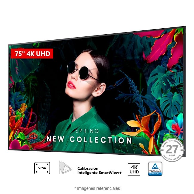 Pantalla Publicitaria Samsung Standalone QM75C de 75",4K UHD, HDMI, DP, WiFi, compatible con sistema VESA