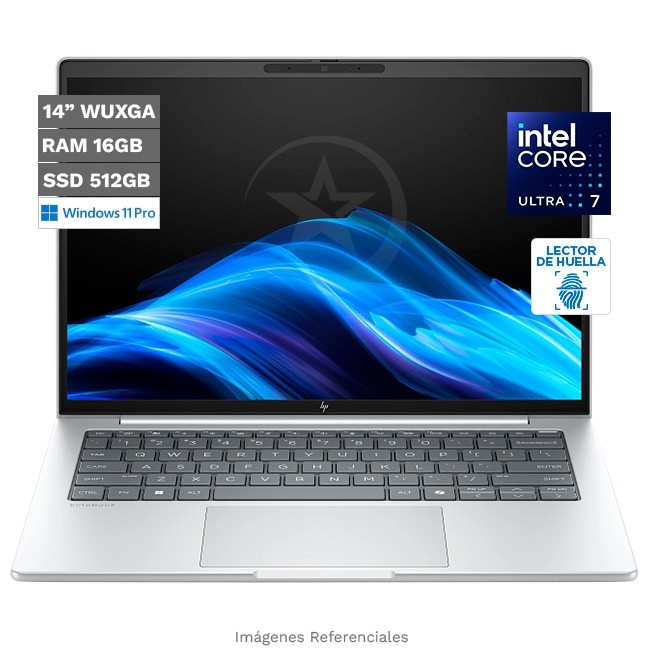 Laptop HP EliteBook 8 G1i (14''), Core Ultra 7 256V Hasta 4.8 GHz, RAM 16GB, SSD 512GB, LED 14" WUXGA, Windows 11 Pro