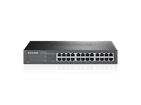 TP-LINK Switch Gigabit Ethernet 24 puertos, 24 10/100/1000M RJ45 ports, metal case. Desktop/Rachmount para Rack de 19"