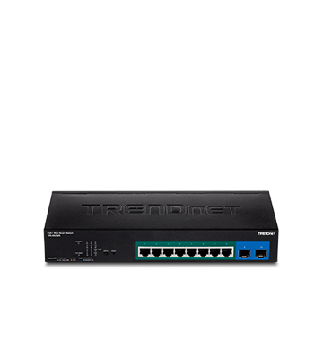 Switch Administrable TRENDnet de 8 puertos PoE+ gigabit y 2 SFP | TPE-082WS