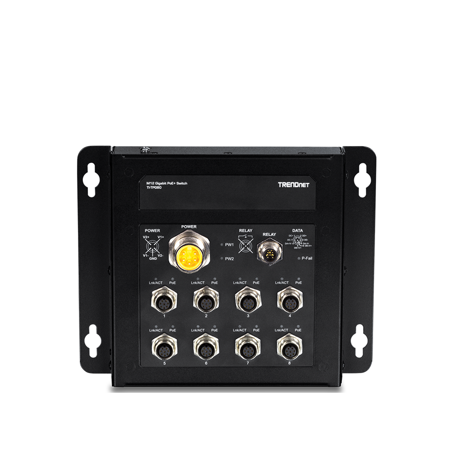 Switch industrial TRENDnet de 8 puertos M12 + 1 M23 y 1 M12 5 pin | TI-TPG80