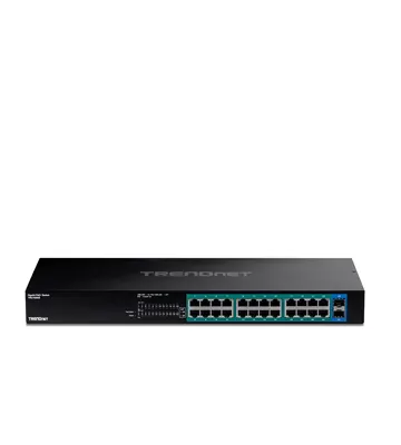 Switch de red TRENDnet de 24 puertos PoE+ Gigabit y 2 SFP | TPE-TG262
