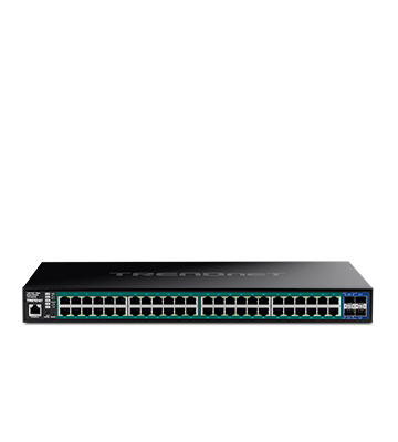 Switch Administrable TRENDnet de 48 puertos gigabit PoE+ y 4 puertos SFP+ 10G | TPE-3524S