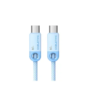 Cable USB-C Trenzado 60W de 1M (Celeste) - CABLETIME | CUP3H