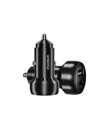 Cargador para auto con 1 puerto USB-C y 1 puerto USB-A de 60W con retroiluminación - CHOETECH | TC0014-BK