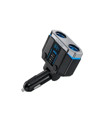 Cargador para auto con 2 puertos USB-C , 1 puerto USB-A 45W y Socket dual encendedor, Negro - CHOETECH | TC0020-BK