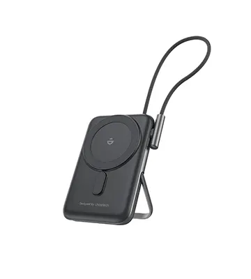 Power Bank Magnético de 10000 mAh con Cable USB-C Incorporado(20W) y Soporte - CHOETECH | B735-CCBK