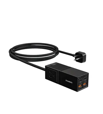 Regleta de 3 tomas con módulo de carga 65W con 2 puertos USB-C y 2 puertos USB-A - CHOETECH | PD8054-US-BK