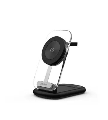 Cargador inalámbrico magnético con soporte plegable 3 en 1 MagLeap de 15W - CHOETECH | T618-F-ACBK