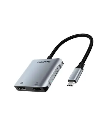 Adaptador de USB-C a HDMI 4K/8K, USB-A, PD 100W - CABLETIME | CB70G