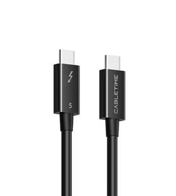 Cable USB-C Thunderbolt 5 Certificado, 240W, 120Gbps, 8K, de 0.8M - CABLETIME | CT50G