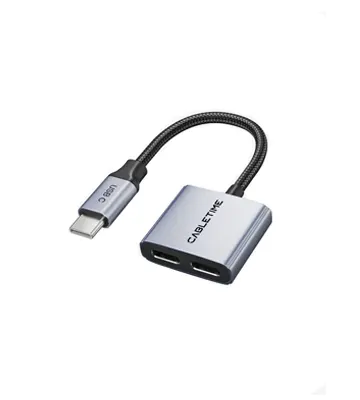 Adaptador USB-C macho a puerto de USB-C de Audio y PD de 60W - CABLETIME | CPA2G