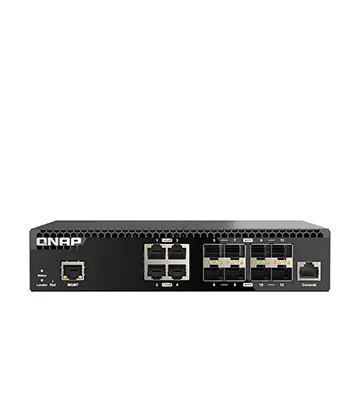 Switch capa 2 QNAP de 8 puertos SFP+ 10GbE y 4 puertos BASE-T 10GbE | QSW-M3212R-8S4T