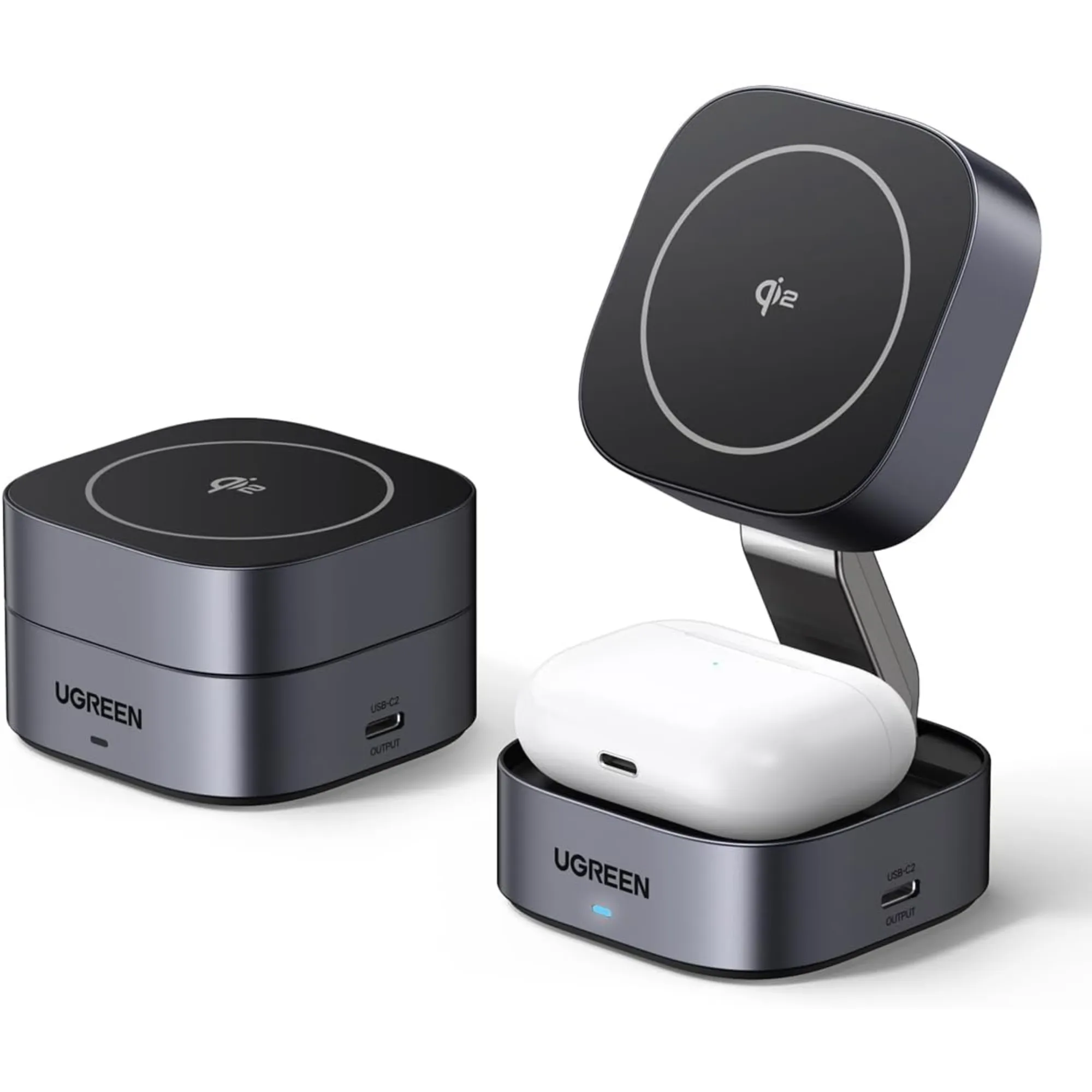 PROMO - W702 - CARGADOR INALÁMBRICO MAGNÉTICO 2 EN 1 UGREEN - EI050032 - ENERGIA, ILUMINACION Y SONIDO