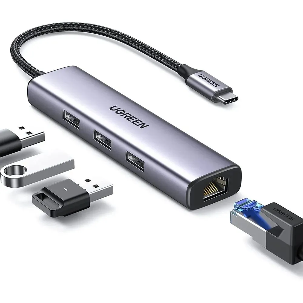 CM475 - ADAPTADOR HUB 4 EN 1 - USB-C A RJ-45 - 3 PUERTOS USB 3.0 UGREEN - CO010014