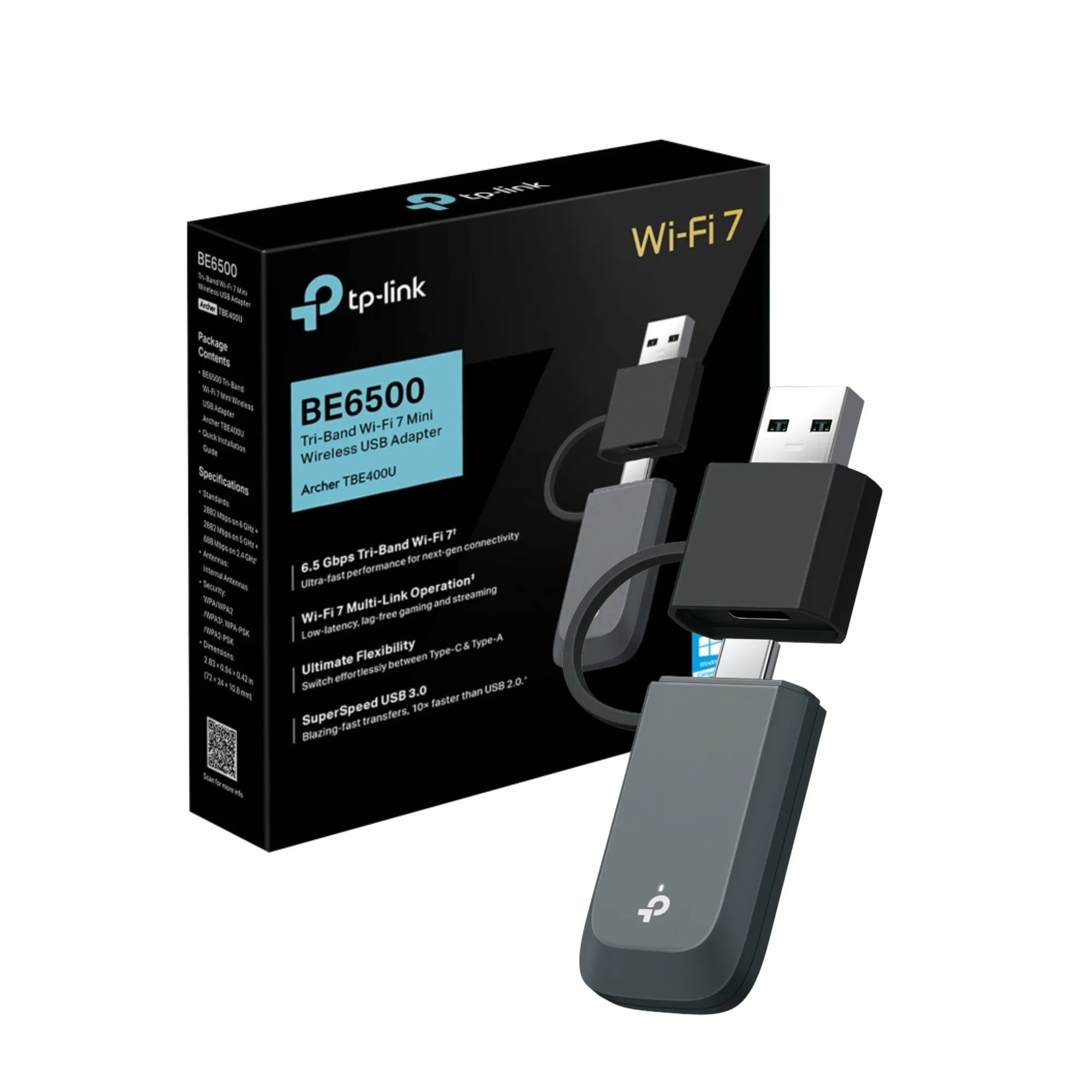 ARCHER TBE400U TP-LINK Adaptador USB WiFi7 tri band BE6500 - RE090281 - WIRELESS HOME & OFFICE