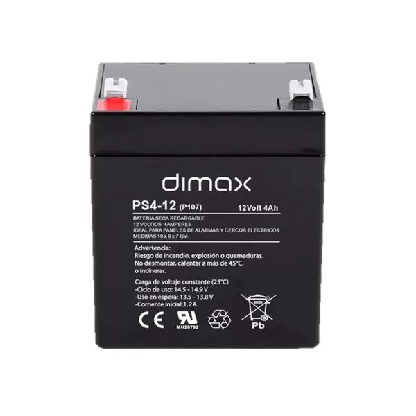 PROMO - BATERIA PARA ALARMA 12V 4MP DIMAX - EI020001 - EQUIPOS DE RESPALDO