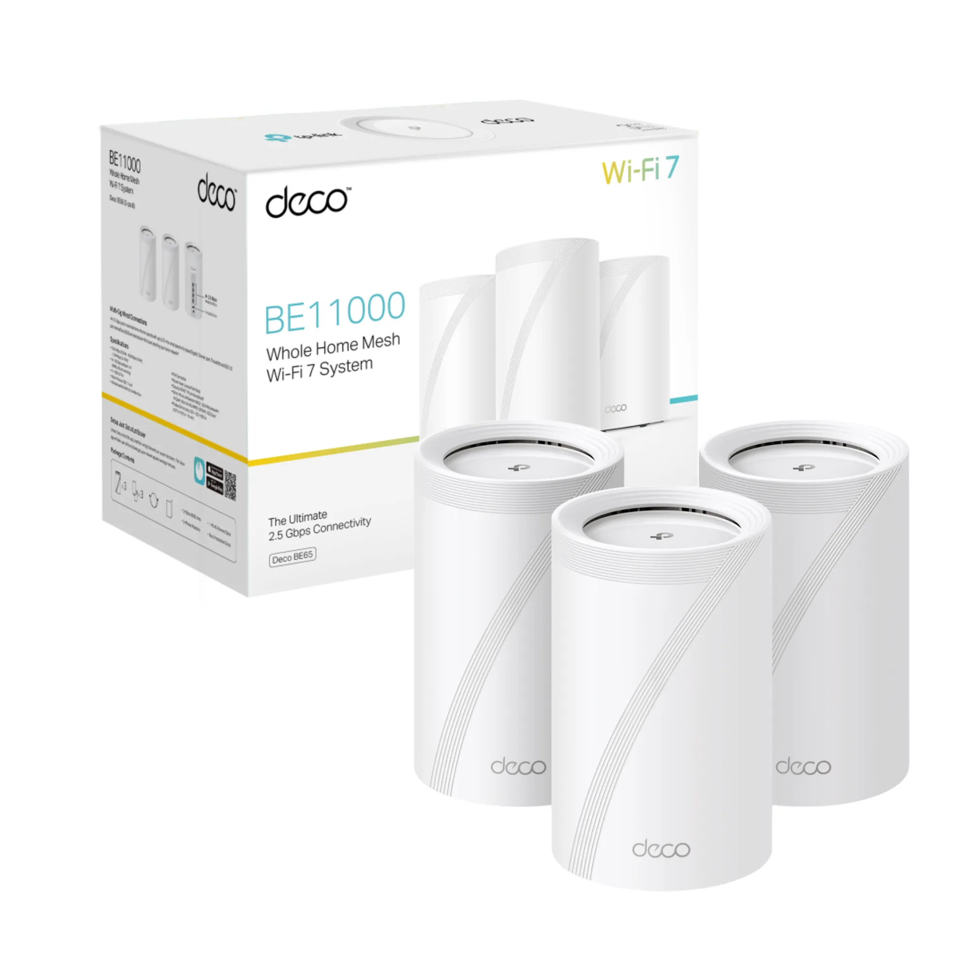DECO BE65(3-PACK) TP-LINK Sistema Mesh WiFi7 tri band BE11000 - RE090204 - WIRELESS HOME & OFFICE