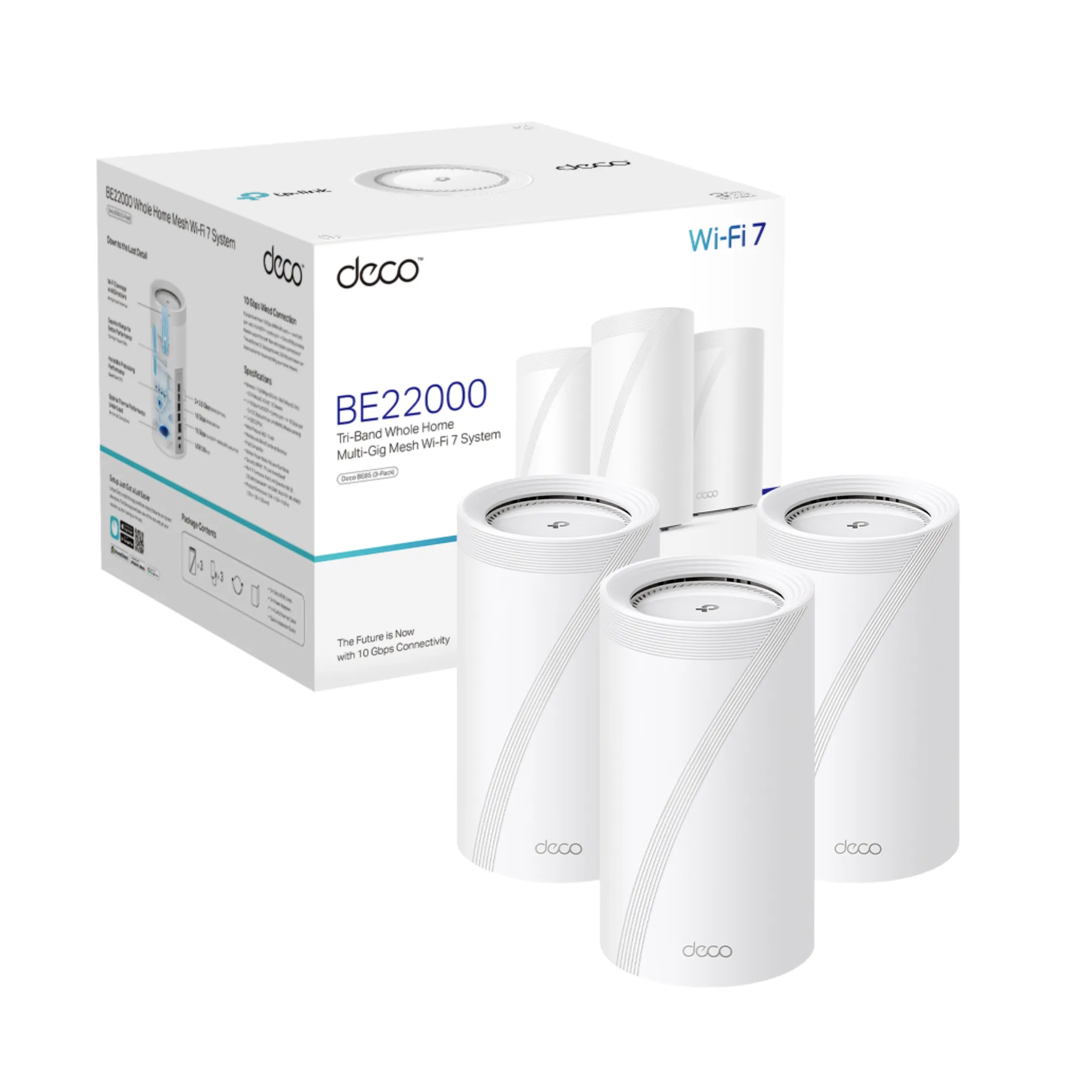 Deco BE85(3-pack) TP-LINK Sistema Mesh WiFi7 tri band BE22000 - RE090206 - WIRELESS HOME & OFFICE